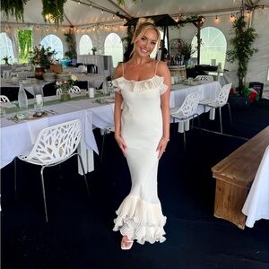 Chic Backless White Ruffle Dress- Delina Dress by Delfi